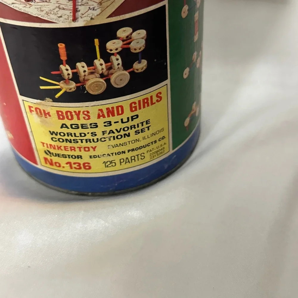 Tinkertoy Junior Architect Vintage Toy *CANISTERS ONLY* Set of 2 Good Storage